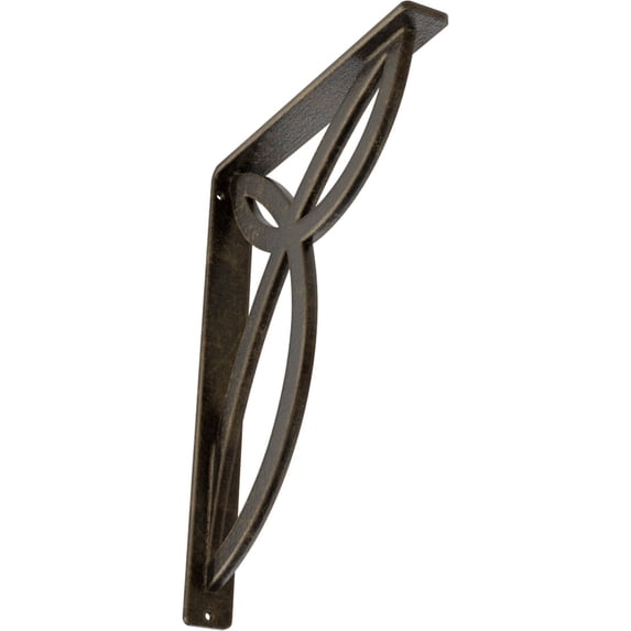 Ekena Millwork 1 1/2"W x 10"D x 12"H Versailles Wrought Iron Bracket, (Single center brace), Antiqued Pale Gold