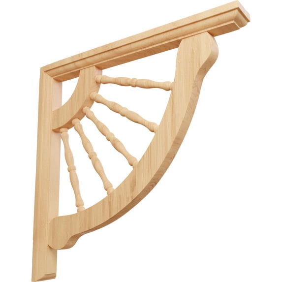 Ekena Millwork 1 1/2"W x 12"D x 12"H Crendon Wagon Wheel Bracket, Red Oak (2-Pack)