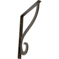 thumbnail image 1 of Ekena Millwork 1 1/2"W x 12"D x 15"H Ashford Single, Wrought Iron Bracket, (Single center brace), Antiqued Pale Gold, 1 of 8