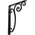 thumbnail image 1 of Ekena Millwork 1 1/2"W x 12"D x 15"H Avery Wrought Iron Bracket, (Single center brace), Powder Coated Black, 1 of 11
