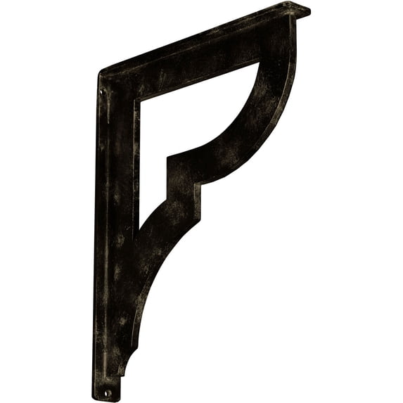 Ekena Millwork 1 1/2"W x 12"D x 15"H Bradford Wrought Iron Bracket, (Single center brace), Antiqued Pale Gold