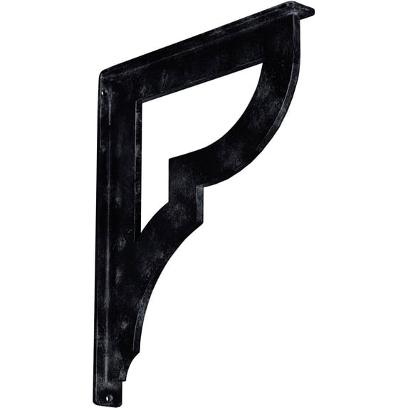 Ekena Millwork 1 1/2"W x 12"D x 15"H Bradford Wrought Iron Bracket, (Single center brace), Antiqued Pewter