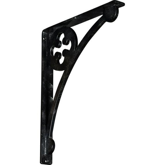 Ekena Millwork 1 1/2"W x 12"D x 15"H Crawley Wrought Iron Bracket, (Single center brace), Antiqued Silver
