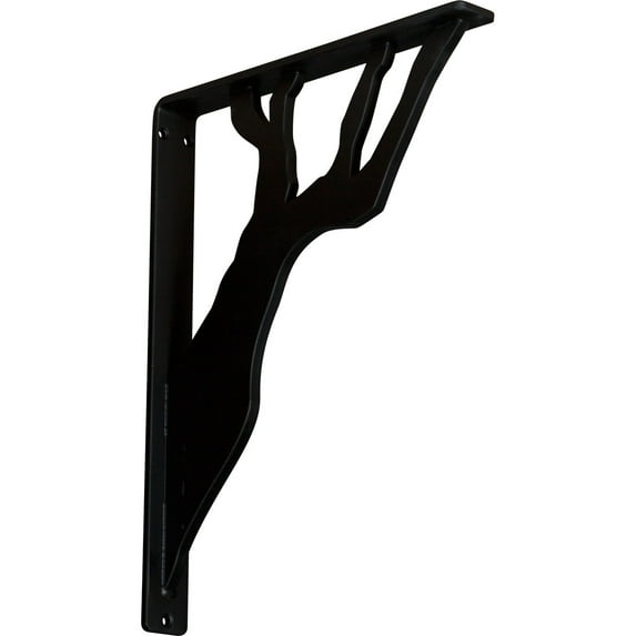 Ekena Millwork 1 1/2"W x 12"D x 15"H Damon Wrought Iron Bracket, (Single center brace) (6-Pack)