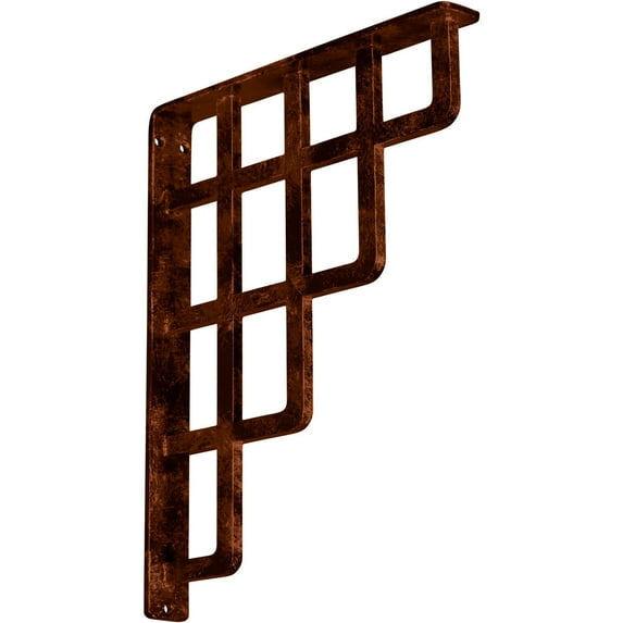 Ekena Millwork 1 1/2"W x 12"D x 15"H Diane Wrought Iron Bracket, (Single center brace), Antiqued Copper