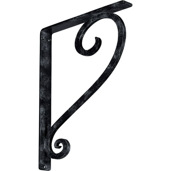 Ekena Millwork 1 1/2"W x 12"D x 15"H Edwards Wrought Iron Bracket, (Single center brace), Antiqued Pewter