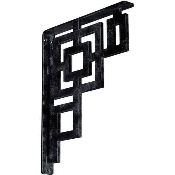 Ekena Millwork 1 1/2"W x 12"D x 15"H Eris Wrought Iron Bracket, (Single center brace), Antiqued Pewter