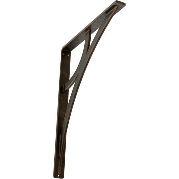 Ekena Millwork 1 1/2"W x 12"D x 15"H Galveston Wrought Iron Bracket, (Single center brace), Antiqued Bronze