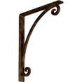 thumbnail image 1 of Ekena Millwork 1 1/2"W x 12"D x 15"H Legacy Wrought Iron Bracket, (Single center brace), Antiqued Brass, 1 of 10
