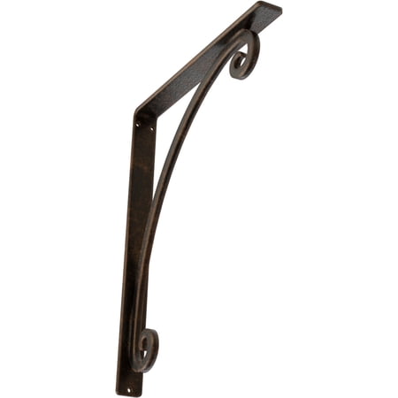 Ekena Millwork 1 1/2"W x 12"D x 15"H Legacy Wrought Iron Bracket, (Single center brace), Antiqued Bronze