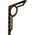 thumbnail image 1 of Ekena Millwork 1 1/2"W x 12"D x 15"H Maria Wrought Iron Bracket, (Single center brace), Antiqued Brass, 1 of 11