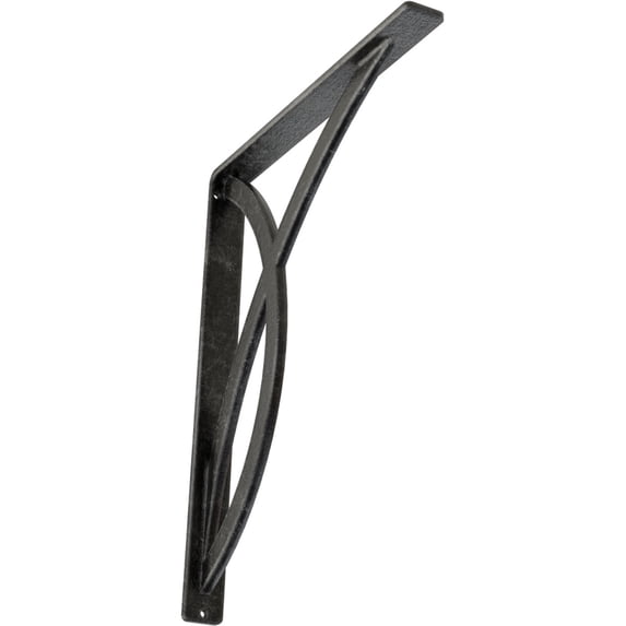 Ekena Millwork 1 1/2"W x 12"D x 15"H Miller Wrought Iron Bracket, (Single center brace), Antiqued Silver