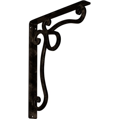 Ekena Millwork 1 1/2"W x 12"D x 15"H Orleans Wrought Iron Bracket, (Single center brace), Antiqued Brass