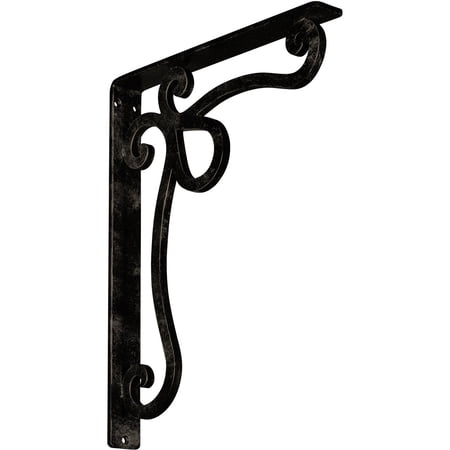 Ekena Millwork 1 1/2"W x 12"D x 15"H Orleans Wrought Iron Bracket, (Single center brace), Antiqued Pale Gold