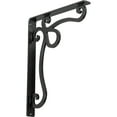 thumbnail image 1 of Ekena Millwork 1 1/2"W x 12"D x 15"H Orleans Wrought Iron Bracket, (Single center brace), Powder Coated Black, 1 of 8