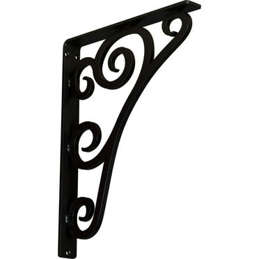 Ekena Millwork 1 1/2"W x 12"D x 15"H Tristan Wrought Iron Bracket, (Single center brace) (4-Pack)