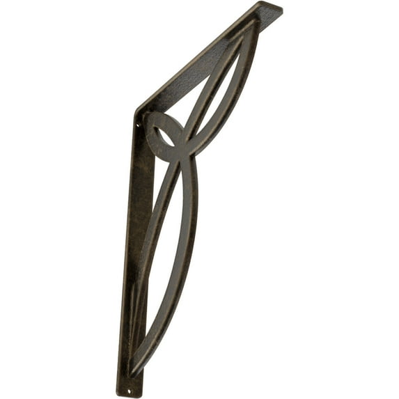 Ekena Millwork 1 1/2"W x 12"D x 15"H Versailles Wrought Iron Bracket, (Single center brace), Antiqued Pale Gold