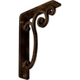 thumbnail image 1 of Ekena Millwork 1 1/2"W x 5 1/2"D x 8"H Avery Wrought Iron Bracket, (Single center brace), Antiqued Brass, 1 of 10