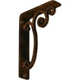 thumbnail image 1 of Ekena Millwork 1 1/2"W x 5 1/2"D x 8"H Avery Wrought Iron Bracket, (Single center brace), Antiqued Bronze, 1 of 8