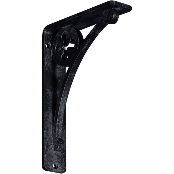 Ekena Millwork 1 1/2"W x 5 1/2"D x 8"H Crawley Wrought Iron Bracket, (Single center brace), Antiqued Pewter