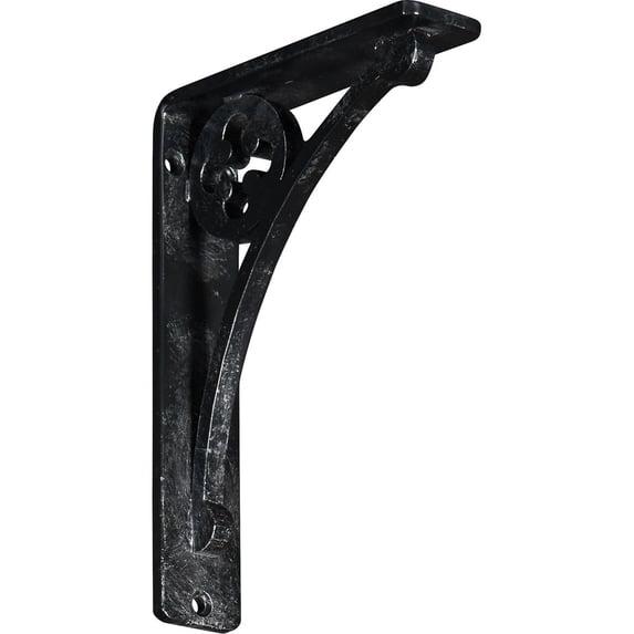 Ekena Millwork 1 1/2"W x 5 1/2"D x 8"H Crawley Wrought Iron Bracket, (Single center brace), Antiqued Silver