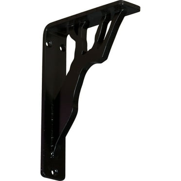 Ekena Millwork 1 1/2"W x 5 1/2"D x 8"H Damon Wrought Iron Bracket, (Single center brace) (2-Pack)