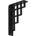 thumbnail image 1 of Ekena Millwork 1 1/2"W x 5 1/2"D x 8"H Diane Wrought Iron Bracket, (Single center brace), Powder Coated Black, 1 of 1