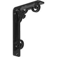 thumbnail image 1 of Ekena Millwork 1 1/2"W x 5 1/2"D x 8"H Fleur De Lis Wrought Iron Bracket, (Single center brace), Powder Coated Black, 1 of 11