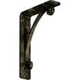 thumbnail image 1 of Ekena Millwork 1 1/2"W x 5 1/2"D x 8"H Legacy Wrought Iron Bracket, (Single center brace), Antiqued Pale Gold, 1 of 10