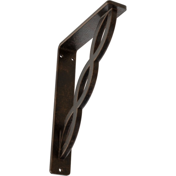 Ekena Millwork 1 1/2"W x 5 1/2"D x 8"H Loera Wrought Iron Bracket, (Single center brace), Antiqued Bronze