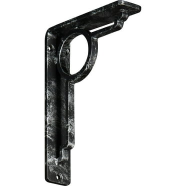 Ekena Millwork 1 1/2"W x 5 1/2"D x 8"H Maria Wrought Iron Bracket, (Single center brace), Antiqued Silver