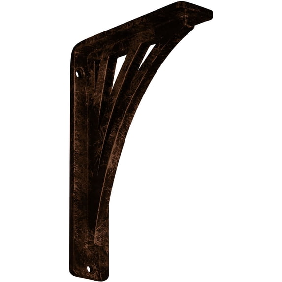 Ekena Millwork 1 1/2"W x 5 1/2"D x 8"H Nevio Wrought Iron Bracket, (Single center brace), Antiqued Copper