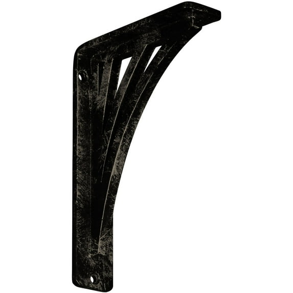 Ekena Millwork 1 1/2"W x 5 1/2"D x 8"H Nevio Wrought Iron Bracket, (Single center brace), Antiqued Pale Gold
