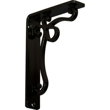 Ekena Millwork 1 1/2"W x 5 1/2"D x 8"H Orleans Wrought Iron Bracket, (Single center brace) (2-Pack)