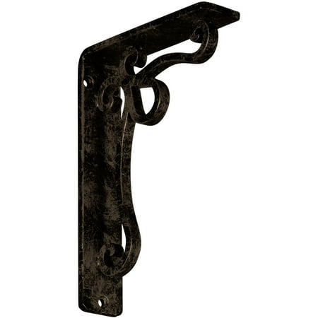 Ekena Millwork 1 1/2"W x 5 1/2"D x 8"H Orleans Wrought Iron Bracket, (Single center brace), Antiqued Brass