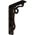 thumbnail image 1 of Ekena Millwork 1 1/2"W x 5 1/2"D x 8"H Orleans Wrought Iron Bracket, (Single center brace), Antiqued Bronze, 1 of 8