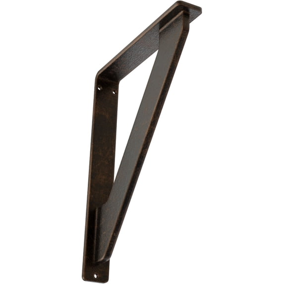 Ekena Millwork 1 1/2"W x 5 1/2"D x 8"H Traditional Wrought Iron Bracket, (Single center brace), Antiqued Bronze