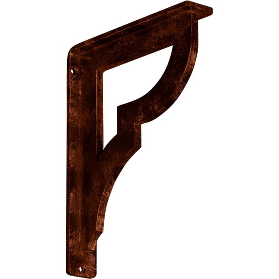 Ekena Millwork 1 1/2"W x 7 1/2"D x 10"H Bradford Wrought Iron Bracket, (Single center brace), Antiqued Copper