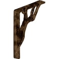 thumbnail image 1 of Ekena Millwork 1 1/2"W x 7 1/2"D x 10"H Damon Wrought Iron Bracket, (Single center brace), Antiqued Brass, 1 of 10