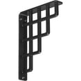 thumbnail image 1 of Ekena Millwork 1 1/2"W x 7 1/2"D x 10"H Diane Wrought Iron Bracket, (Single center brace), Powder Coated Black, 1 of 11