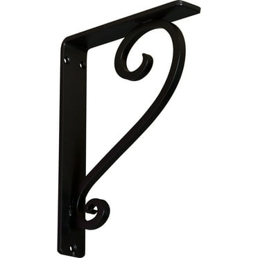 Ekena Millwork 1 1/2"W x 7 1/2"D x 10"H Edwards Wrought Iron Bracket, (Single center brace) (2-Pack)