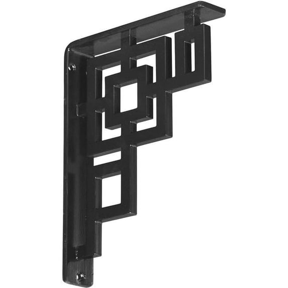 Ekena Millwork 1 1/2"W x 7 1/2"D x 10"H Eris Wrought Iron Bracket, (Single center brace), Powder Coated Black