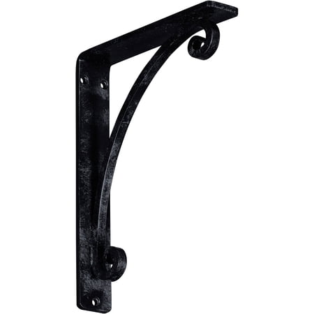 Ekena Millwork 1 1/2"W x 7 1/2"D x 10"H Legacy Wrought Iron Bracket, (Single center brace), Antiqued Pewter