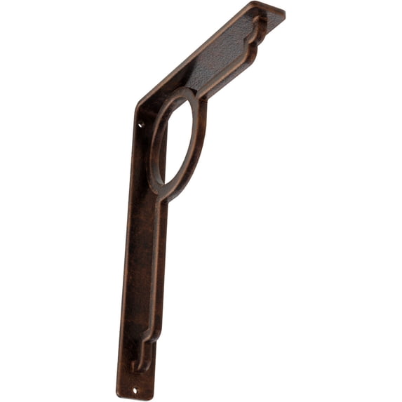 Ekena Millwork 1 1/2"W x 7 1/2"D x 10"H Maria Wrought Iron Bracket, (Single center brace), Antiqued Copper