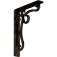 thumbnail image 1 of Ekena Millwork 1 1/2"W x 7 1/2"D x 10"H Orleans Wrought Iron Bracket, (Single center brace), Antiqued Brass, 1 of 8