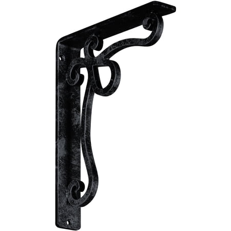 Ekena Millwork 1 1/2"W x 7 1/2"D x 10"H Orleans Wrought Iron Bracket, (Single center brace), Antiqued Pewter
