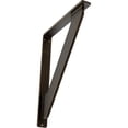 thumbnail image 1 of Ekena Millwork 1 1/2"W x 7 1/2"D x 10"H Traditional Wrought Iron Bracket, (Single center brace), Antiqued Brass, 1 of 8