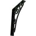 thumbnail image 1 of Ekena Millwork 1 1/2"W x 7 1/2"D x 10"H Tristan Wrought Iron Bracket, (Single center brace), Powder Coated Black, 1 of 8