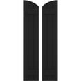 thumbnail image 1 of Ekena Millwork 10 1/2"W x 31"H Americraft Three Board (2 Batten) Exterior Real Wood Joined Board-n-Batten Shutters w/ Elliptical Top (Per Pair), Black, 1 of 10