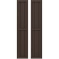 thumbnail image 1 of Ekena Millwork 10 1/2"W x 32"H Americraft Three Board Exterior Real Wood Two Equal Panel Framed Board-n-Batten Shutters (Per Pair), Raisin Brown, 1 of 9